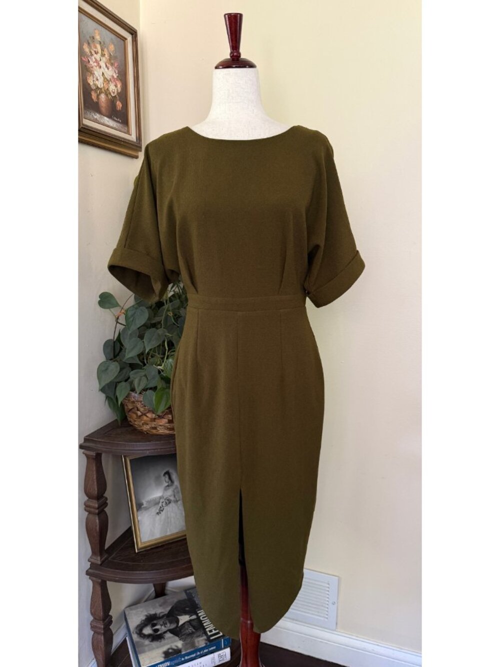 Classic Olive Sheath Dress